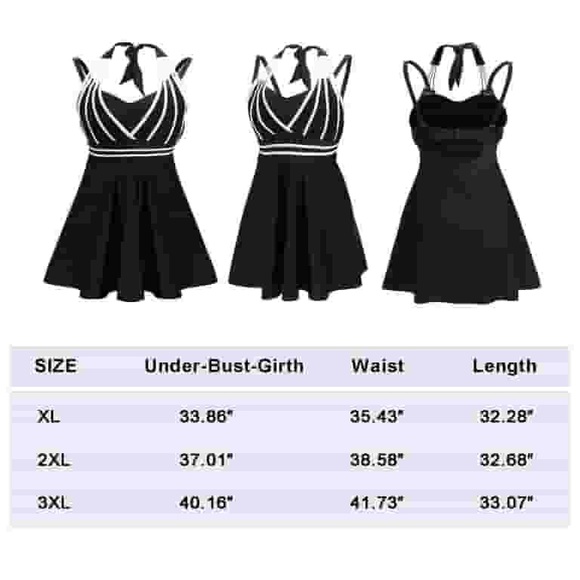 Swimsuit dress with shorts underwear halter swim dress XL black white - Picture 8 of 8
